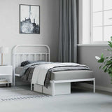 Bed Frame White Powder-Coated Steel Single Bed Frame 352621