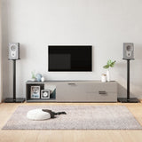 Speaker Stands 2 pcs Black Tempered Glass 1 Pillar Design 51814