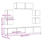 7 Piece TV Cabinet Set Wall-mounted Artisan Oak Engineered Wood 3329016
