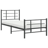 Metal Bed Frame without Mattress with Footboard Black 90x200cm 355572