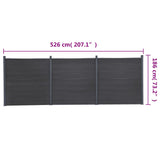 Fence Panel Set Grey 526x186 cm WPC 3211829