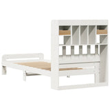 ZNTS Bookcase Bed without Mattress White 100x200 cm Solid Wood Pine 3308889