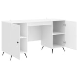 Desk High Gloss White 142.5 x 50 x 75 cm Engineered Wood 3414634
