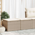 ZNTS 2 Piece Garden Sofa Set with Cushions Beige Poly Rattan Acacia 3328661