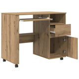 Desk with Wheels Artisan Oak 91 x 50 x 77 cm Engineered Wood 869537