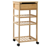 Kitchen Trolley with Wheels Natural 37 x 36 x 80 cm Bamboo 42028294