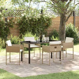 Garden Dining Set with Cushion 5 pcs Beige Poly Rattan 3380021
