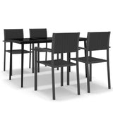 Garden Dining Set Black Powder-coated steel, glass, plastic 3099277