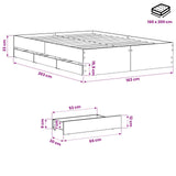Bed Frame with Storage Artisan Oak 160 x 200 cm Engineered wood 3445762