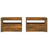 Bedside Cabinets 2 pcs with LEDs Smoked Oak 60x35x40 cm 3144972