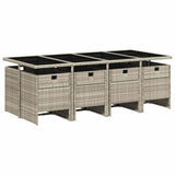 9 Piece Garden Dining Set with Cushions Light Grey Poly Rattan 3210563