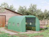 3.5 x 2m Walk-In Polytunnelhouse, with Steel Frame, PE Cover, Roll-Up Door and 6 Windows, T3398P314146