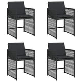 Garden Chairs with Cushions 4 pcs Black Poly Rattan 365035