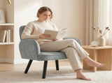 Lounge Chair Velvet Upholstered Armchair with Spring Cushion for Living Room Bedroom Grey T3398P553452