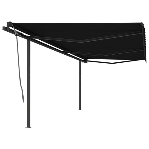 ZNTS Manual Retractable Awning with Posts 6x3 m Anthracite 3070199