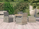 5 Piece Garden Dining Set Grey Poly Rattan&Solid Wood Acacia 3157620