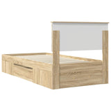 Bed Frame with Headboard Sonoma Oak 90 x 200 cm Engineered Wood 3408797