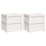 Garden Planters 2 pcs White Solid Wood Pine 837427