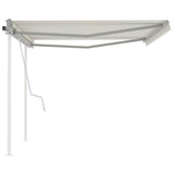 Manual Retractable Awning with Posts 4.5x3.5 m Cream 3070037