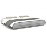 Bed Frame with LED Lights without Mattress Concrete Grey 200x200cm 3281073