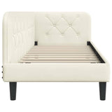 Corner Bed Frame with Headboard Cream 80 x 200 cm Velvet 42016593