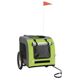 ZNTS Pet Bike Trailer Green and Grey Oxford Fabric and Iron 93836