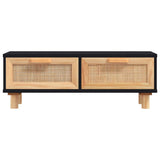 Coffee Table Black 80x40x30 cm Engineered Wood&Solid Wood Pine 345622