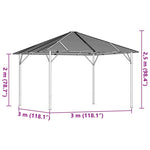 Gazebo with Roof 3x3 m Anthracite 315247