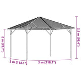 Gazebo with Roof 3x3 m Anthracite 315247