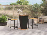 3 Piece Garden Bar Set Black Poly Rattan&Solid Wood Acacia 3187722