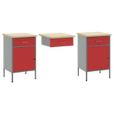 Work Cabinet with Drawer 10 pcs Red Engineered Wood and Steel 3321471