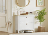 Modern Two-Drawer Shoe Cabinet - White T3398P343096