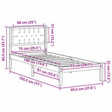 Bed Frame with Headboard Black 75 x 190 cm Solid Pine Wood 878231