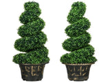 Set of 2 Artificial Plants, Topiary Spiral Boxwood Trees with Pot, for Home Indoor Outdoor Decor, T3398P344376
