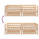 Kids Bed Frame with Drawers 70x140 cm Solid Wood Pine 834441