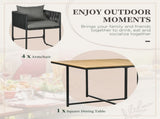 4 Seater Rattan Cube Garden Furniture Set, Rattan Dining Set with Cushions, Outdoor Dining Table and T3398P317831