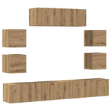 7 Piece TV Cabinet Set Wall-mounted Artisan Oak Engineered Wood 3329016