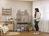 1.53 Bird Cage, Pet Viary, Feeding Stand, with Wheels, Perch T3398P349802
