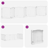Dog Gate with Door Foldable 8 Panels White 640 cm Poplar Wood 3155622