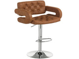 PU Leather Upholstered Swivel Bar Stool, Height Adjustable with Back, Armrest, Footrest, Brown T3398P552561