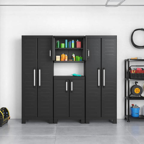 ZNTS Keter Tall Storage Cabinet Detroit Black 440917
