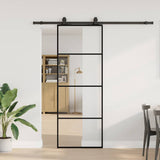 Sliding Door with Hardware Set Black 76x205 cm ESG Glass 3375856