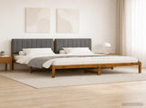 Bed Frame with Upholstered Headboard Natural and Light Grey 3405072