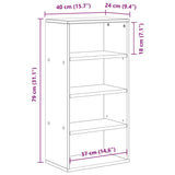 Side Cabinet "ODDA" White 40x24x79 cm Solid Wood Pine 4103602