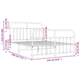 Metal Bed Frame without Mattress with Footboard White 135x190cm 352644