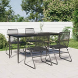 ZNTS 5 Piece Garden Dining Set Black PVC Rattan 3156576