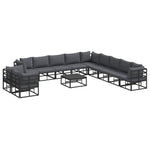 Garden Sofa Set with Cushion Black Aluminium 3378887