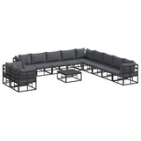 Garden Sofa Set with Cushion Black Aluminium 3378887