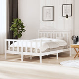 3100700 Bed Frame without Mattress White Solid Wood 140x190 cm