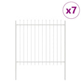 Garden Fence 7 pcs White 11.9 x 1.5 m Powder-coated Steel 3334142